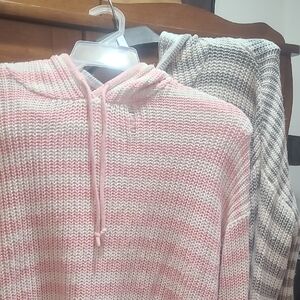 2 Time and Tru Women's 1 is Gray Striped & 1 is Pink Stripped Cowl Neck Sweaters